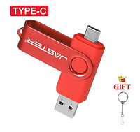 USB OTG флешка JASTER 64 Gb USB type-c Цвет Красный для телефона и компьютера