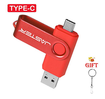 USB OTG флешка JASTER 64 Gb USB type-c Колір Червоний для телефону і комп'ютера