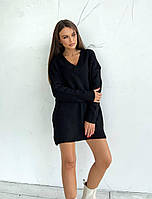 Трендовий жіночий в'язаний теплий светр туніка оверсайз кофта з вирізом 42-46 Туреччина