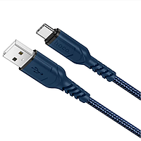 Кабель для зарядки и синхронизации HOCO USB Type-C 3A в нейлоновой оплётке 1m Blue (X59)