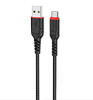 Кабель для зарядки и синхронизации HOCO USB Type-C 3A в нейлоновой оплётке 1m Black (X59)