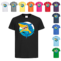 Черная детская футболка Украинская акула (1-8-1)