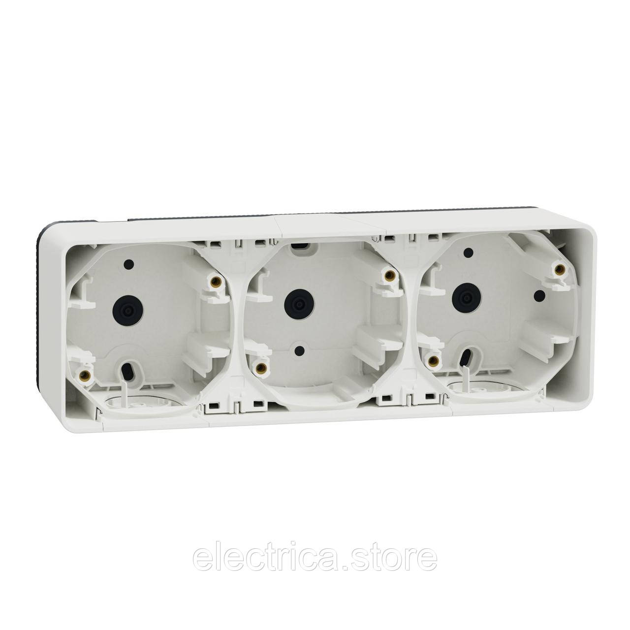 Потрійна коробка накладного монтажу IP55 білий Mureva Styl MUR39913, фото 1