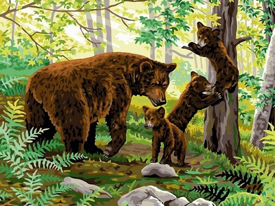 Розмальовка за номерами "Ведмежата на прогулянці" (VK147) 30 x 40 см, фото 1