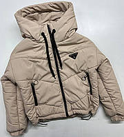 Короткая подростковая куртка для девочки мокко 158 164 170 р