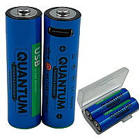 Аккумулятор Li-ion Quantum USB AA 1.5V 1600mAh plastic case, 2шт./упак.