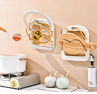 Подставка для крышек кастрюль "Kitchen pot cover rack" Белая, держатель для крышек от кастрюль настенный (NS)