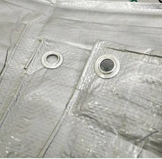 Тент посилений для накриття сіна зерна від дощу снігу 6х8 кв.м 150 г/м2 сірий водонепроникний з люверсами, фото 2