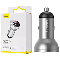 Автомобільний зарядний пристрій Baseus Digital Display Car Charger (Dual USB/4.8A/24W) Silver