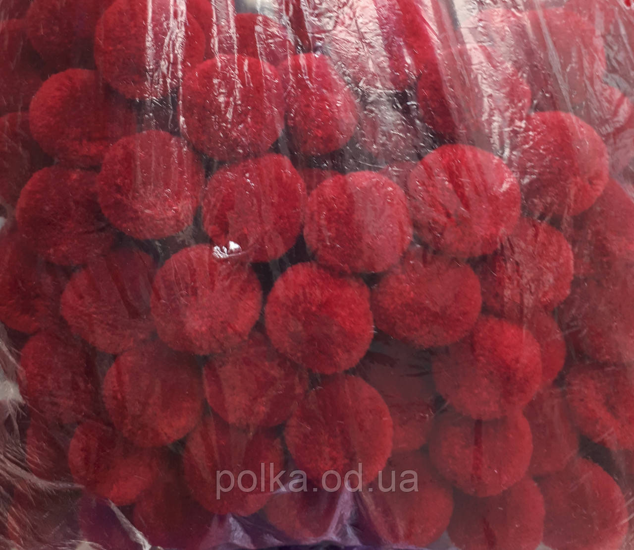 Текстильні кульки 3 см бордові помпони щільні (1 паковання =200штук)