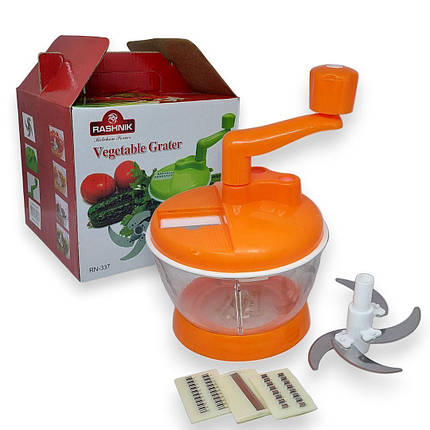 Ручний блендер-подрібнювач Rashnik Vegetable Grater RN-337 4в1 із чотириярусним лезом 1.5 л, фото 1