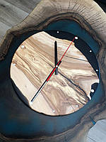 Часы из эпоксидной смолы на стену деревянные из ореха, Часы из ювелирной эпоксидной смолы круглые pat