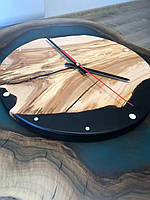 Часы для гостиной дизайнерские из эпоксидной смолы деревянные, Годинники для дому лофт pat