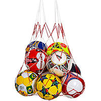 Сетка для мячей Zelart Football Net 3959 на 12 мячей Red-White