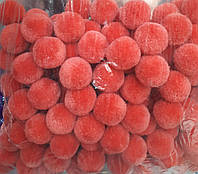 Текстильные шарики 3см красные помпоны плотные (1упаковка=200штук )