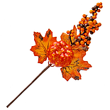 Бутон'єрка "золота осінь" з ягодами листя й гарбузом 28 см, фото 2