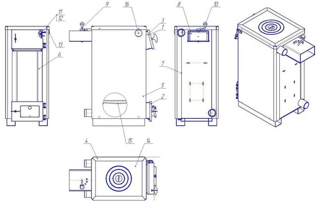схема котла бізон м