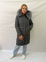 ЗИМОВА ЖІНОЧА КУРТКА ЧОРНОБУРКОЮ