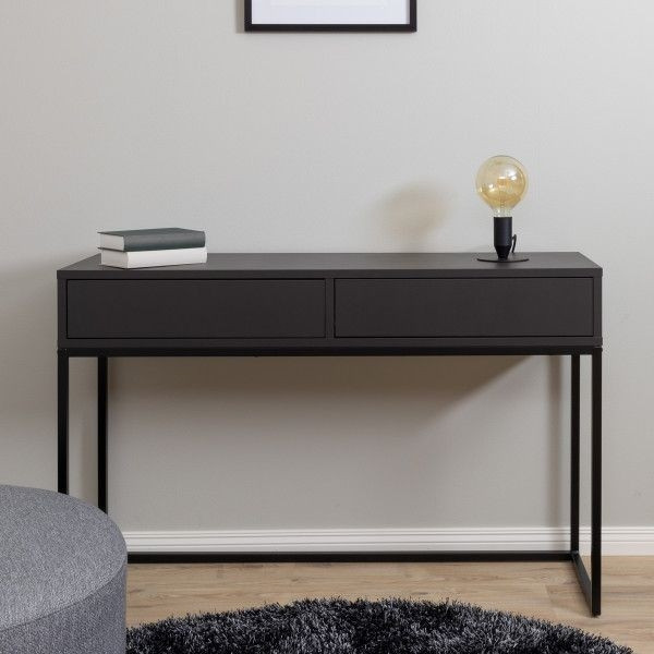 Туалетный столик в спальню черный из дерева дуб с металлическими ...