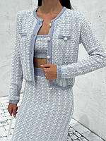 Стильный женский кашемировый костюм Celin кардиган, топ и юбка миди Kdi1700