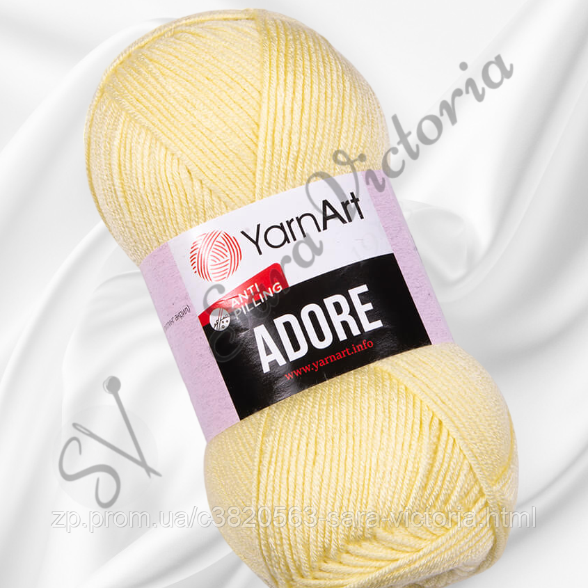 Акрилова світло жовта пряжа Yarnart Adore Anti-Pilling (ярнарт адоре антипіллінг) 356 лимонний, фото 1