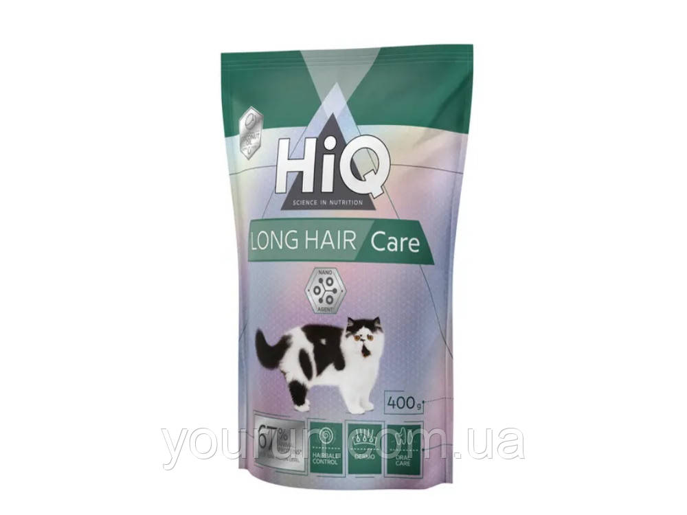 HiQ (Хайкю) LongHair care - Сухий корм для дорослих довгошерстих кішок 400 гр