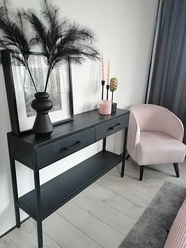 Консольний столик в передпокій коридор, чорний, із ясена з висувними ящиками