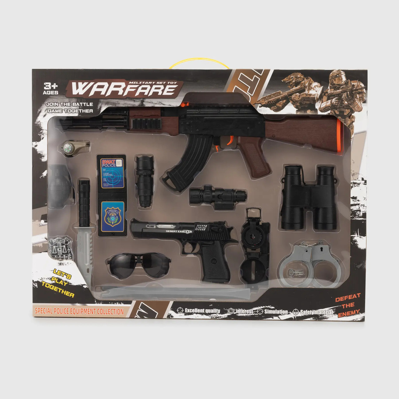 Дитячий набір зі зброєю QR899-18D автомат 55см пістолет 20см,бінокль,наручники,окуляри