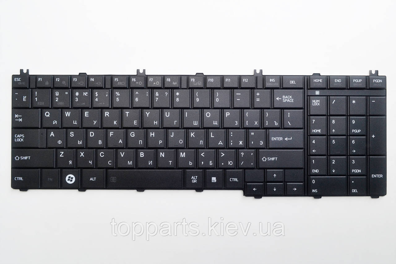 Клавіатура для ноутбуків Toshiba Satellite C650, C655, C660, L650, L655, L670, L750, L755 чорна RU/US, фото 1