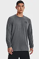 Сіра футболка з довгим рукавом чоловіча Under Armour SPORTSTYLE LEFT CHEST LS ,M,L,XL,XXL,1329585-012