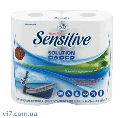 Туалетний папір Sensitive Solution Paper 2-шаровий 4х350відривів