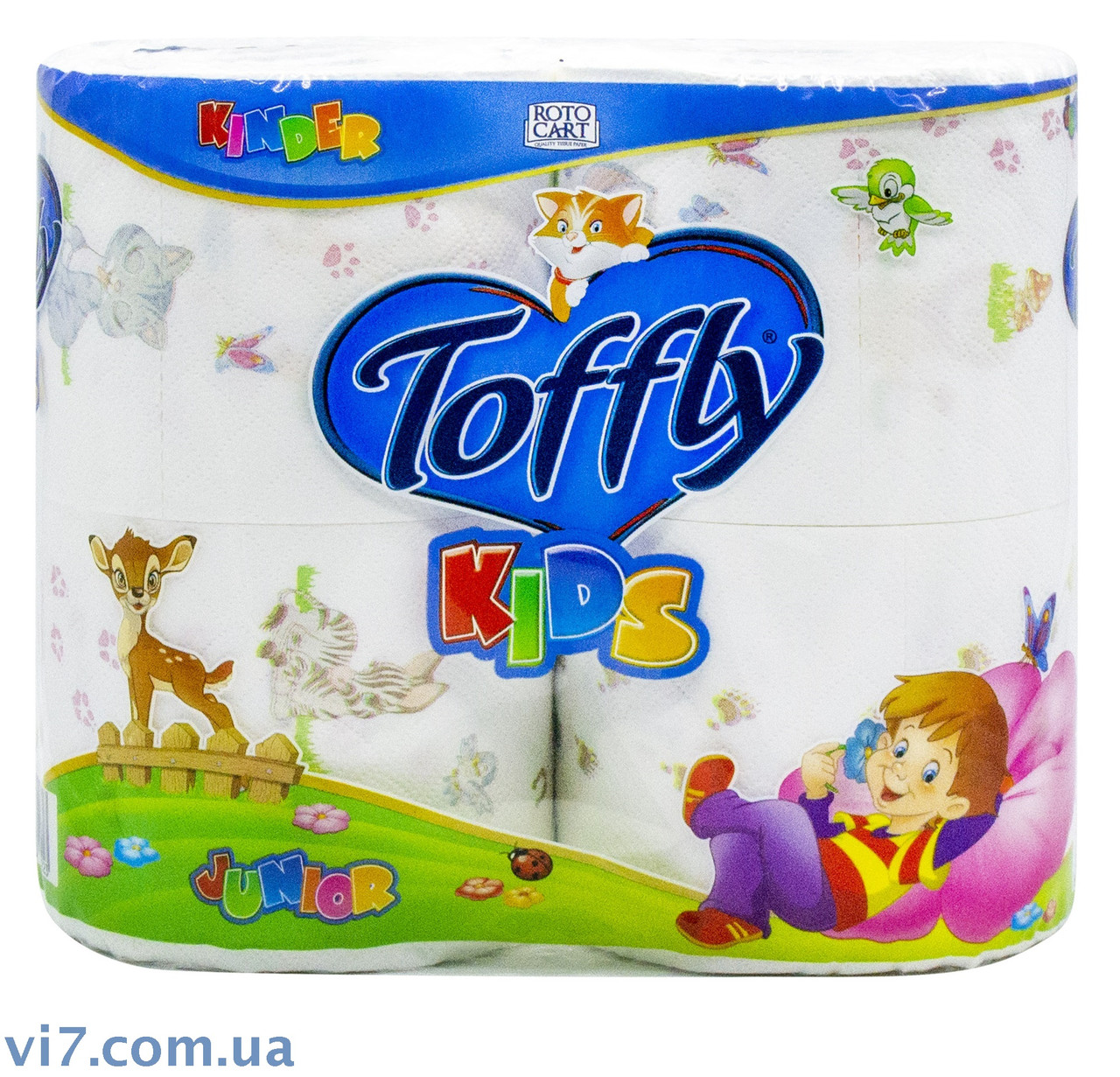 Туалетний папір Toffly Kids 3-х шаровий 4 х 180 відривів