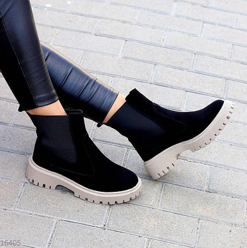 Ботинки женские натуральная замша черные деми 36,38,39,40р (ID ...