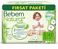 Подгузники детские Bebem Natural 6 Extra Large (15+ кг )40шт