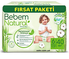 Підгузки дитячі Bebem Natural 6 Extra Large (15+ кг )40шт