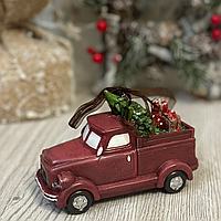 Елочное подвесное новогоднее украшение Машинка с елкой 7 см