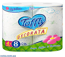 Туалетний папір Toffly SoftCare Decorata 3-х шаровий 4 х 250 відривів