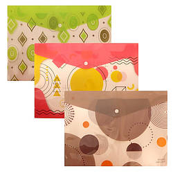 608 Папка пластикова на кнопці, 35 * 25 см, кольорова