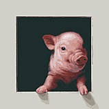 Комплект картин за номерами Riviera Blanca Віконце. Рожеві поросята (ITR-025) 2 шт в наборі, фото 2