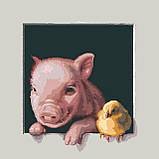 Комплект картин за номерами Riviera Blanca Віконце. Рожеві поросята (ITR-025) 2 шт в наборі, фото 3