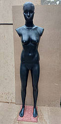Манекен жіночий торс з ногами і головою чорний на плиті ПВХ (Маша)