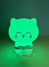 Силіконовий LED-нічник Котик із книгою на акумуляторі, М'який RGB світильник Котик, фото 6