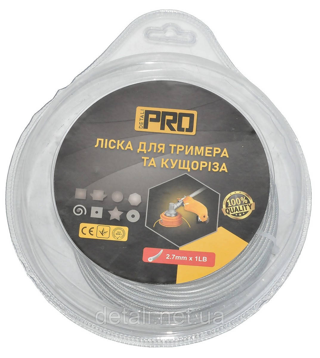 Ліска косильна круг d2.7 мм 1 LB (37 м) з металевим тросиком