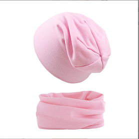 Дитячий комплект Шапка панчоха та бафф світло рожевий