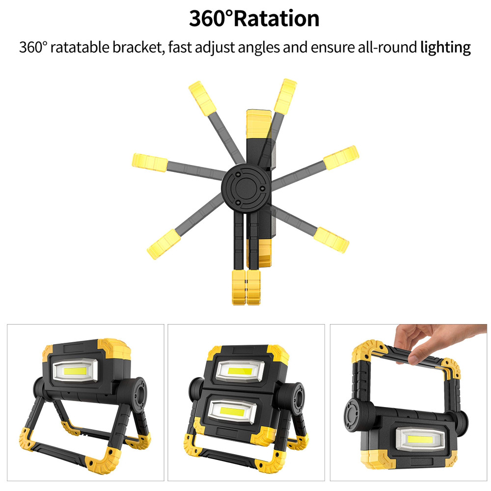 Б/о Світлодіодний робочий світильник, перезаряджуваний 20 Вт Дуже яскравий робочий прожектор із поворотом на 360°