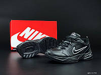 Кроссовки Nike Air Monarch мужские термо зима пресс кожа подошва пена черные, Найк