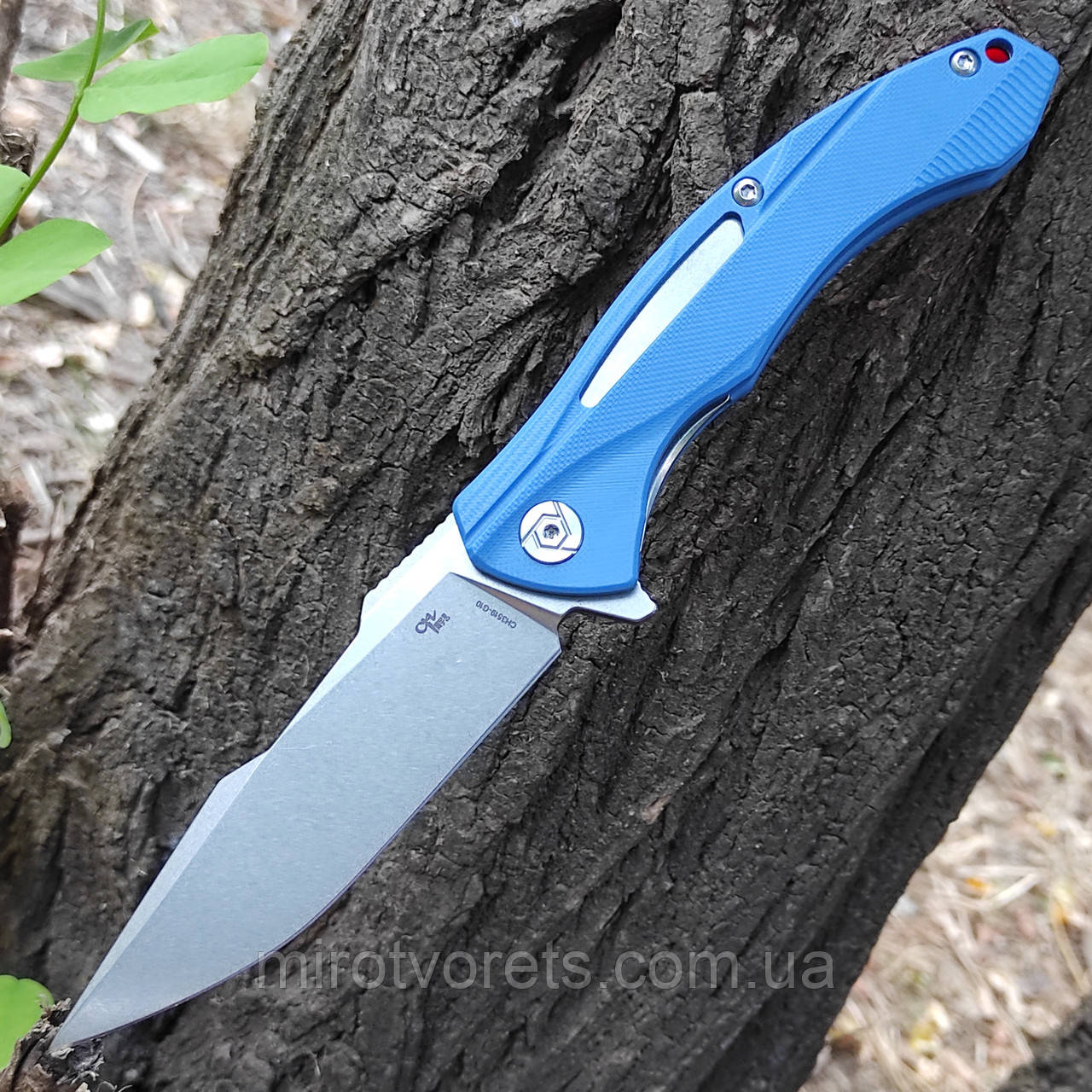 Ніж складний CH KNIVES 3519, D2, підшипник, G10 синій