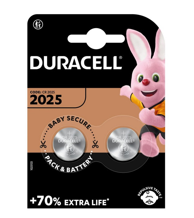 Дискова батарейка DURACELL Lithium Cell 3V DL2025 (2шт)