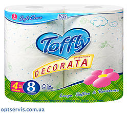 Туалетний папір Toffly SoftCare Decorata 3-х шаровий 4 х 250 відривів