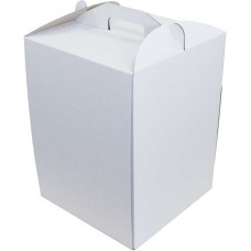 Коробка белая с цветочным принтом для торта пряничного домика с ручкой 300х300х250 мм - фото 5 - id-p1933067134